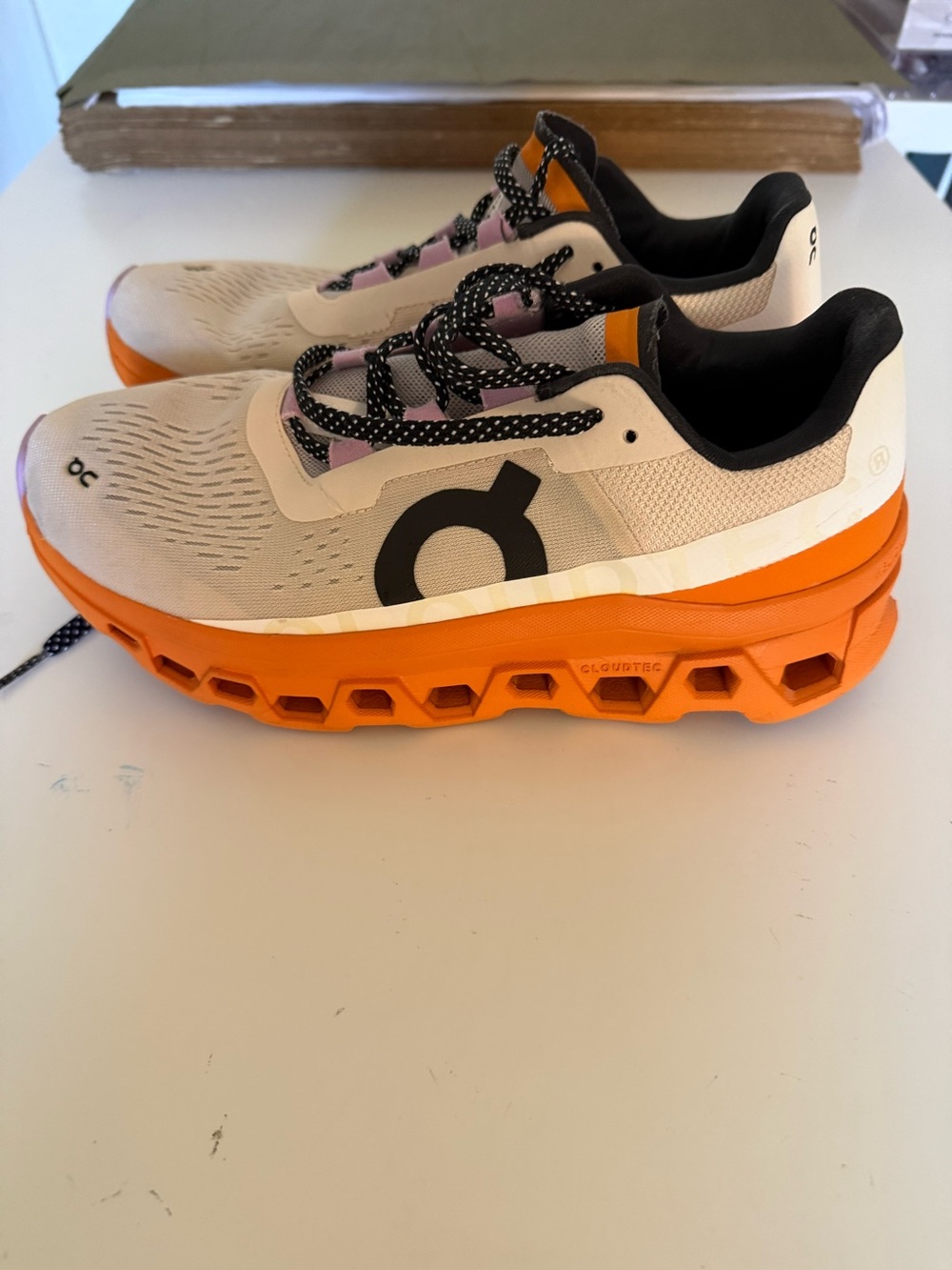 On Cloud  Monster Running Shoes - Beige and Orange women’s sz 9.5